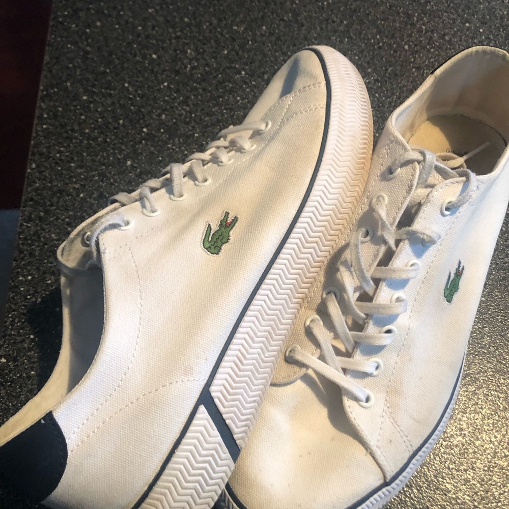 Lacoste White Canvas Sneakers size 10.5 - Picture 10 of 15